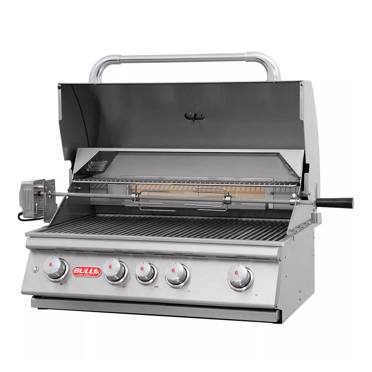 Bull Angus Einbau Gasgrill | 4 Brenner | Edelstahl | Infrarot Heckbrenner & Rotisserie