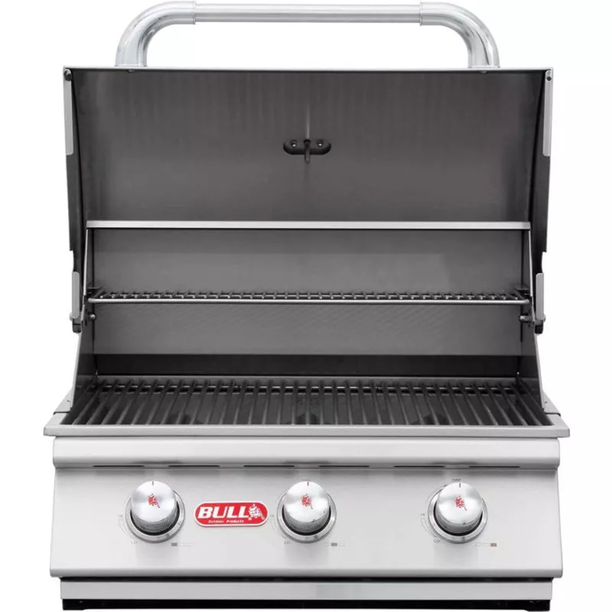 Bull Steer Einbau Gasgrill mit geöffnetem Deckel