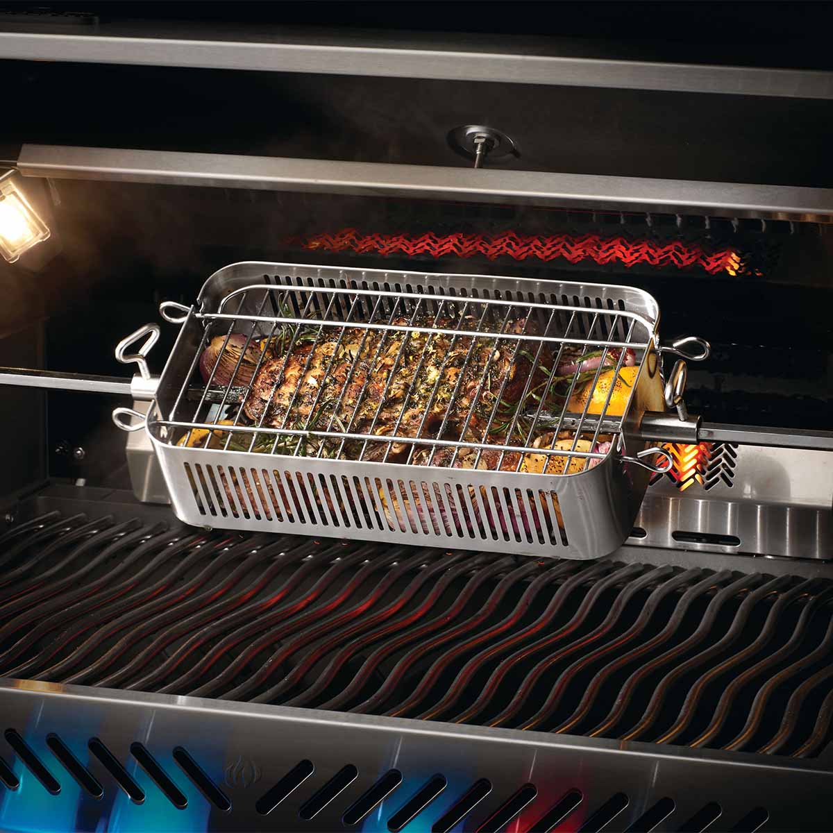 Napoleon Edelstahl Grillkorb für Drehspieß, einstellbar Napoleon Edelstahl Grillkorb für Drehspieß, einstellbar