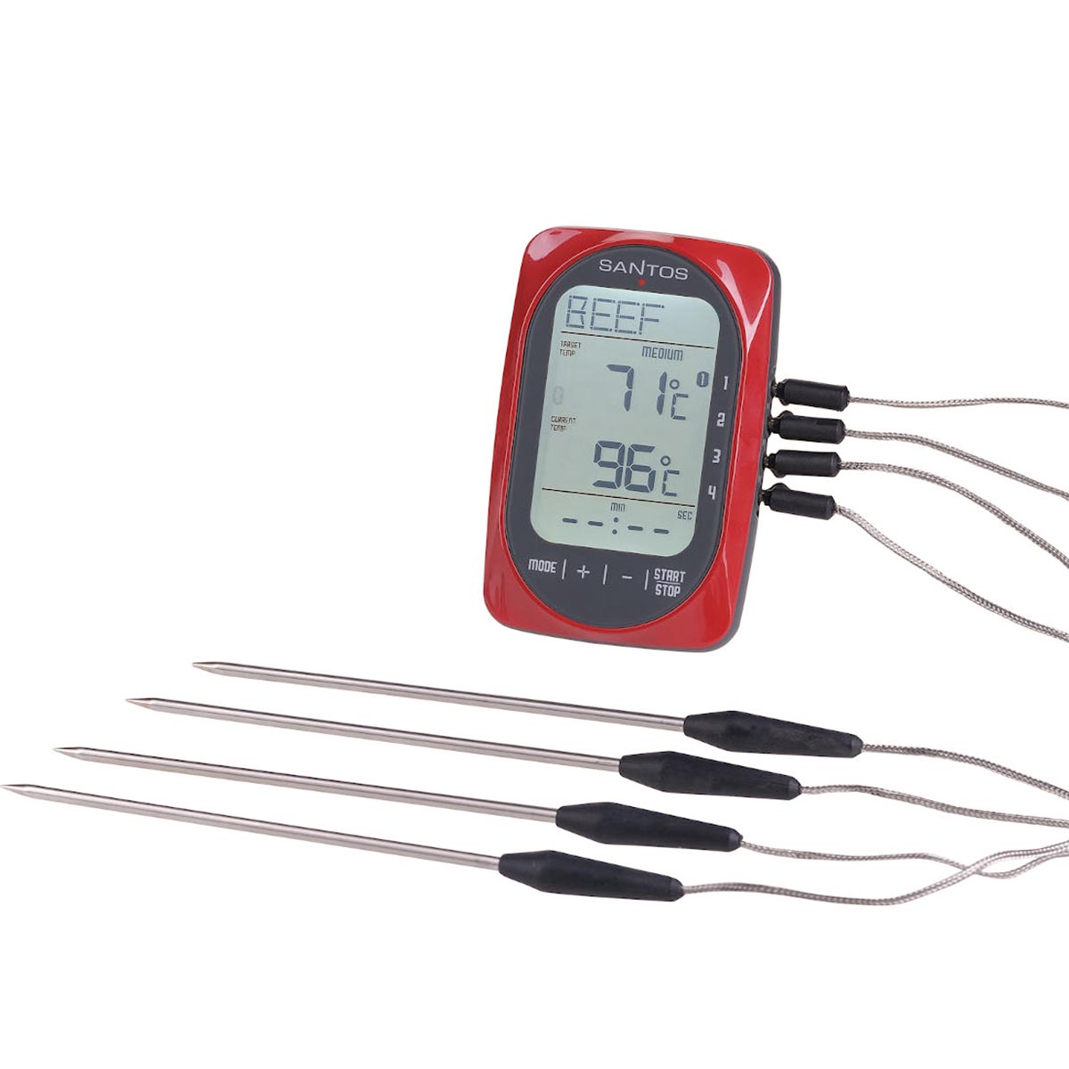SANTOS Smart BBQ Thermometer, Steuerung per App – 4 Temperaturfühler, Bluetooth