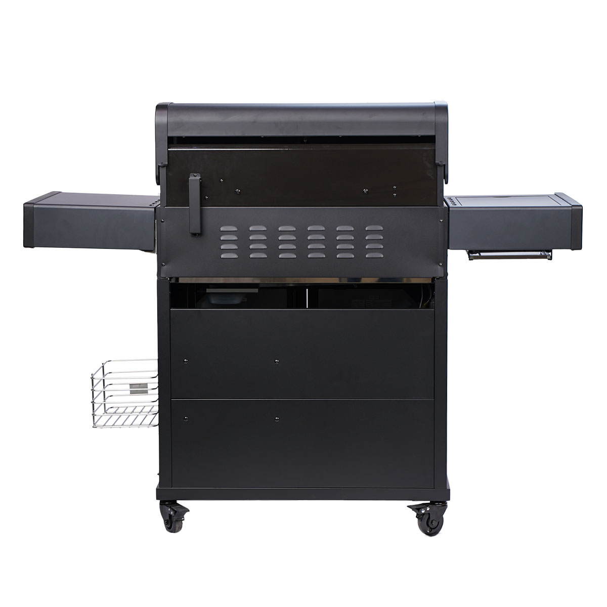 SANTOS S-418 Pro All Black Matt | Seiten- & Heckbrenner | inkl. Drehspieß & Abdeckhaube