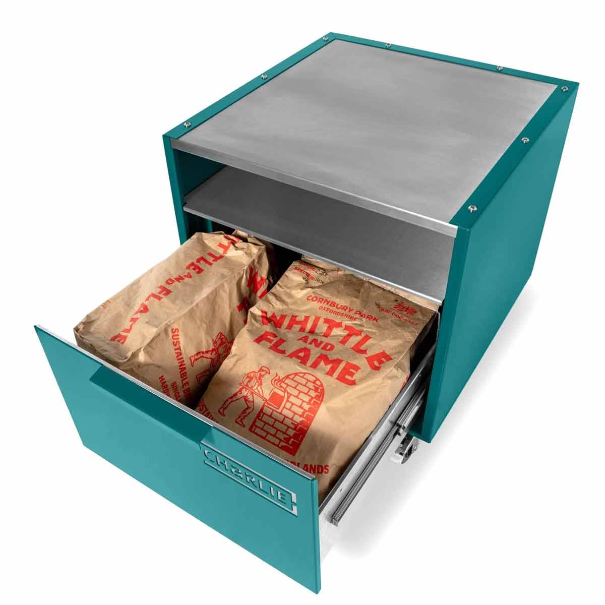 Charlie Oven Unterwagen, mit Holzkohle befüllte Schublade