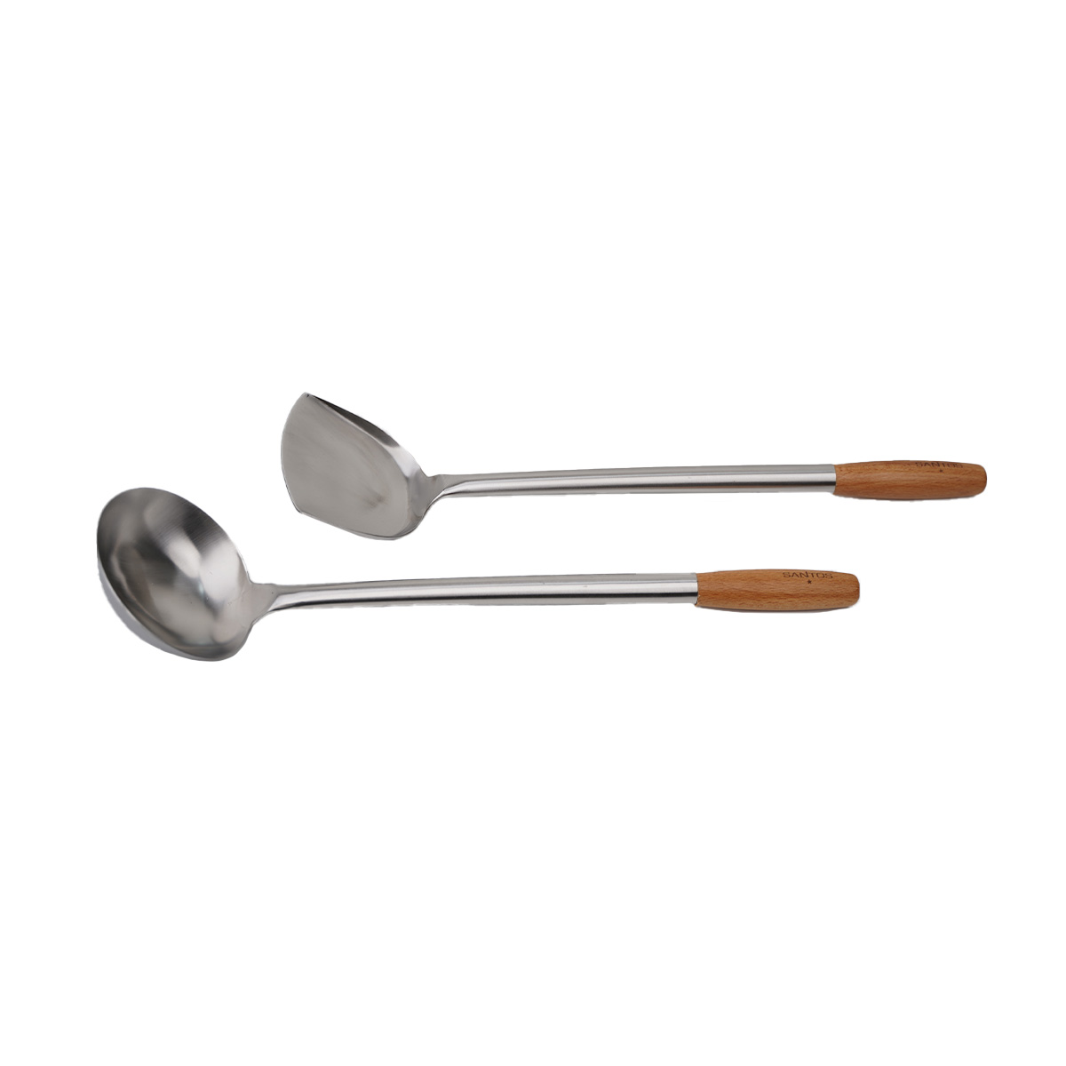 SANTOS 2-teiliges Wok Set | Wender & Schöpfkelle | Edelstahl