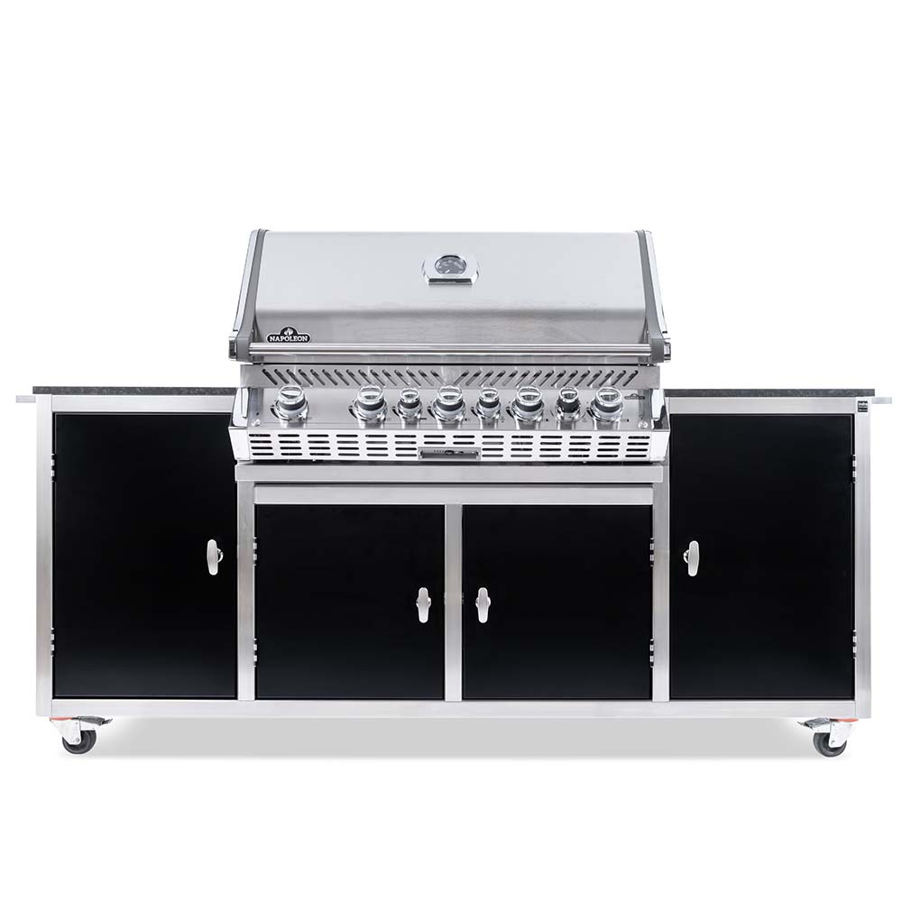INDRA BLACKLINE Gasgrillstation Napoleon Pro 665 | inkl. Drehspieß Außenküche in schwarz