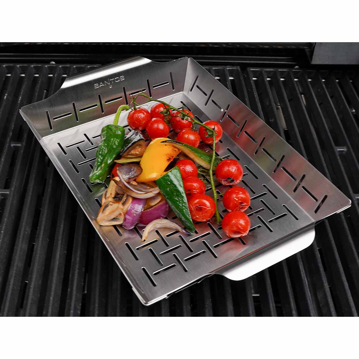 SANTOS Gemüsekorb L / Grillpfanne Edelstahl 35 x 24,2 x 5,6 cm SANTOS Gemüsekorb L / Grillpfanne Edelstahl 35 x 24,2 x 5,6 cm