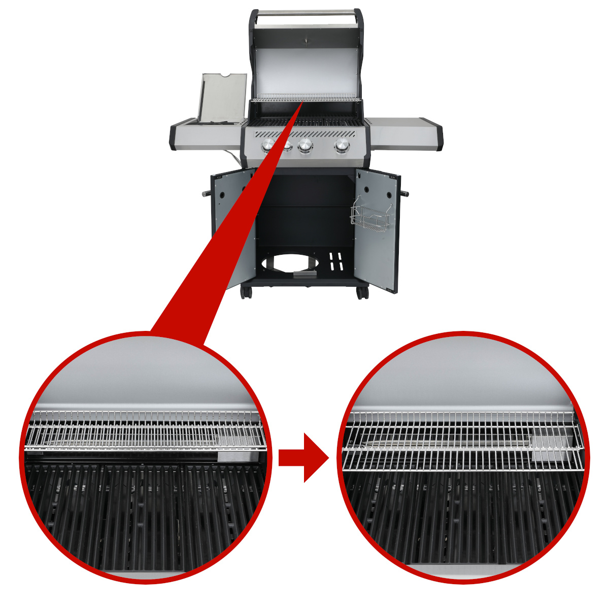 SANTOS Gasgrill S-301 mit Seitenkocher, Schwarz, Inkl. Rostheber SANTOS Gasgrill S-301 mit Seitenkocher, Schwarz, Inkl. Rostheber