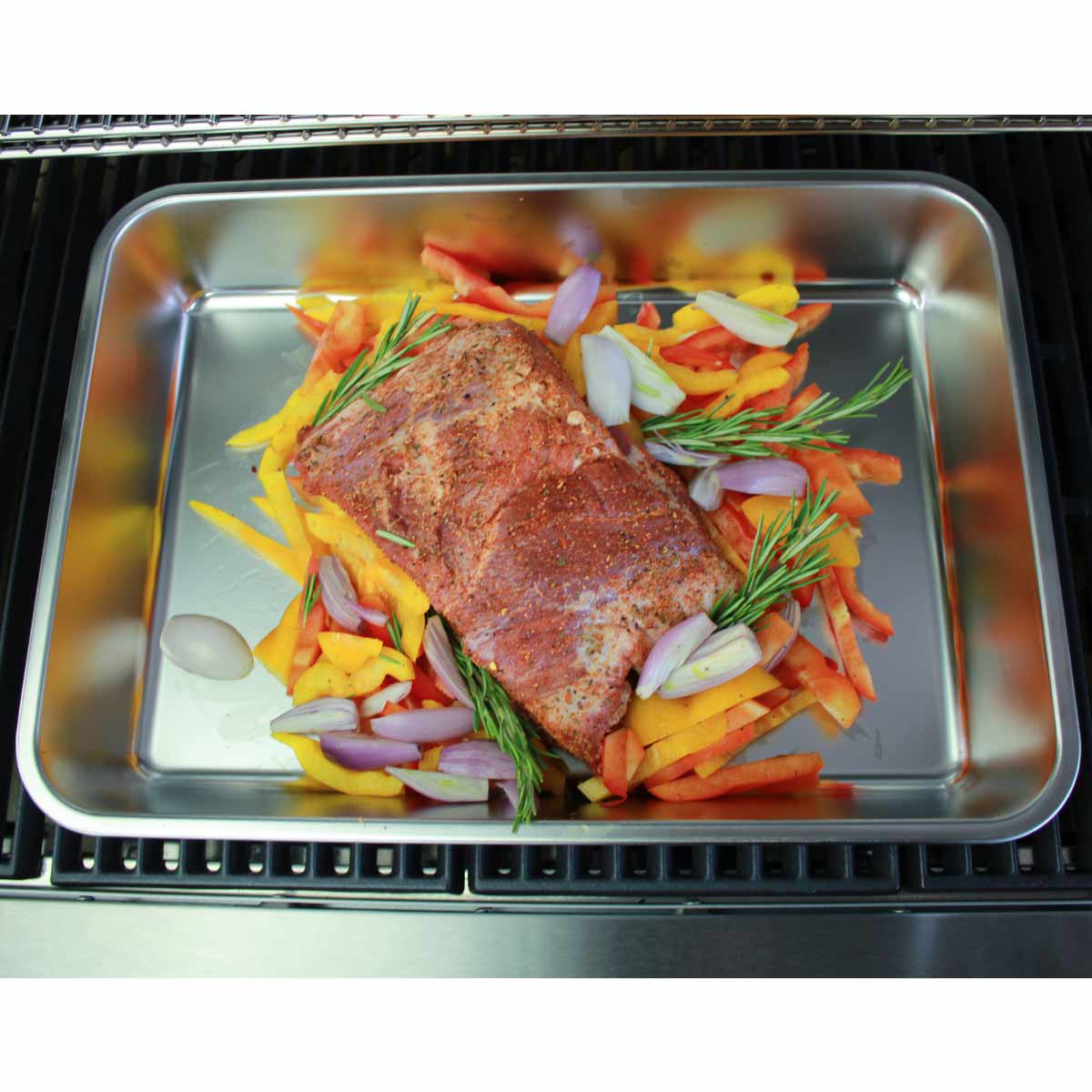 SANTOS Edelstahl Grillschale & Auffangschale, groß - 2x 
