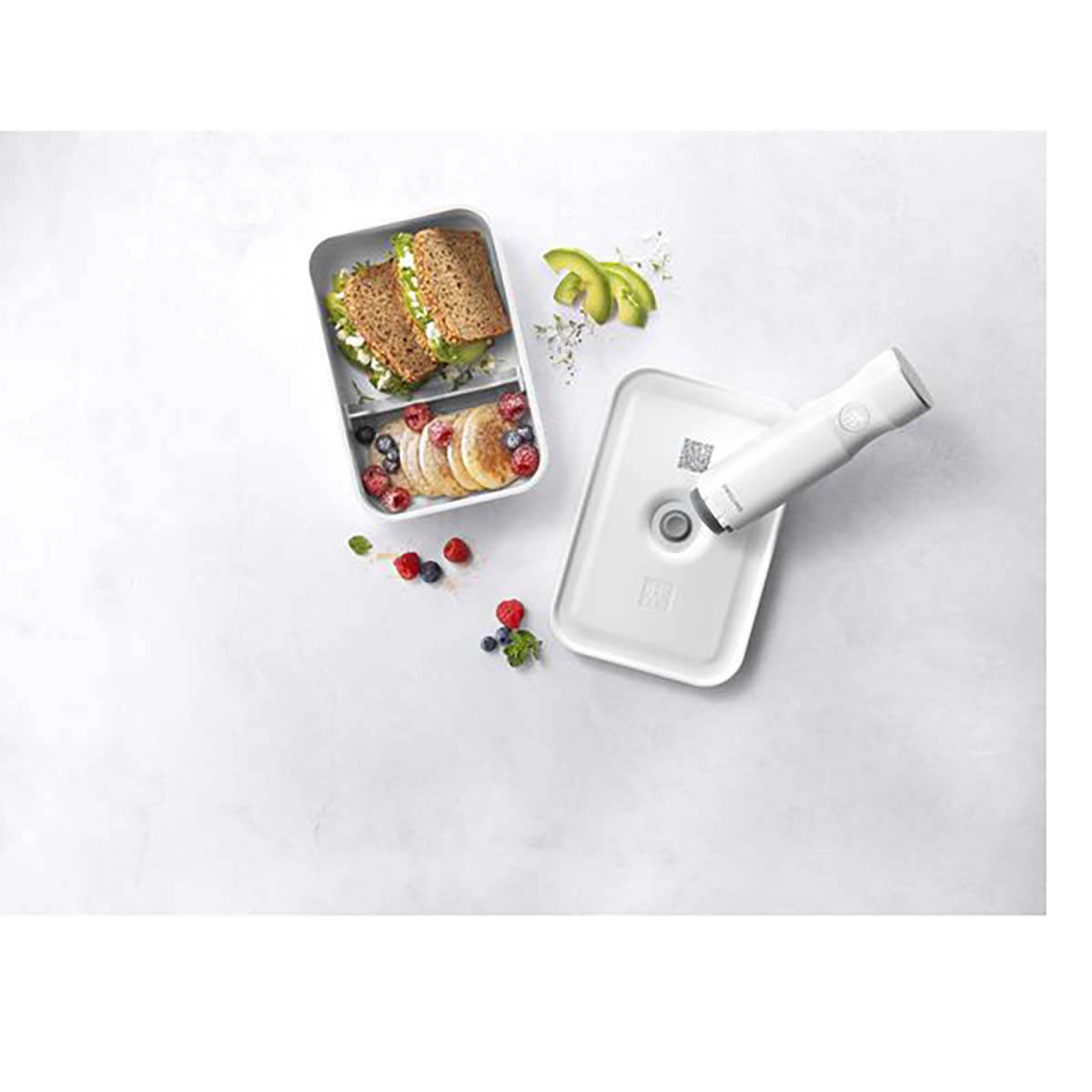 ZWILLING FRESH & SAVE Vakuum Lunchbox L | flach | Kunststoff | Weiß-grau