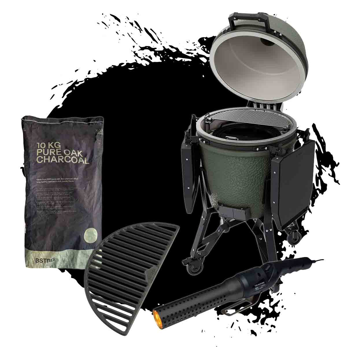 BSTRD. Pro Large Kamado Alpine-Green Fire & Flavor Bundle