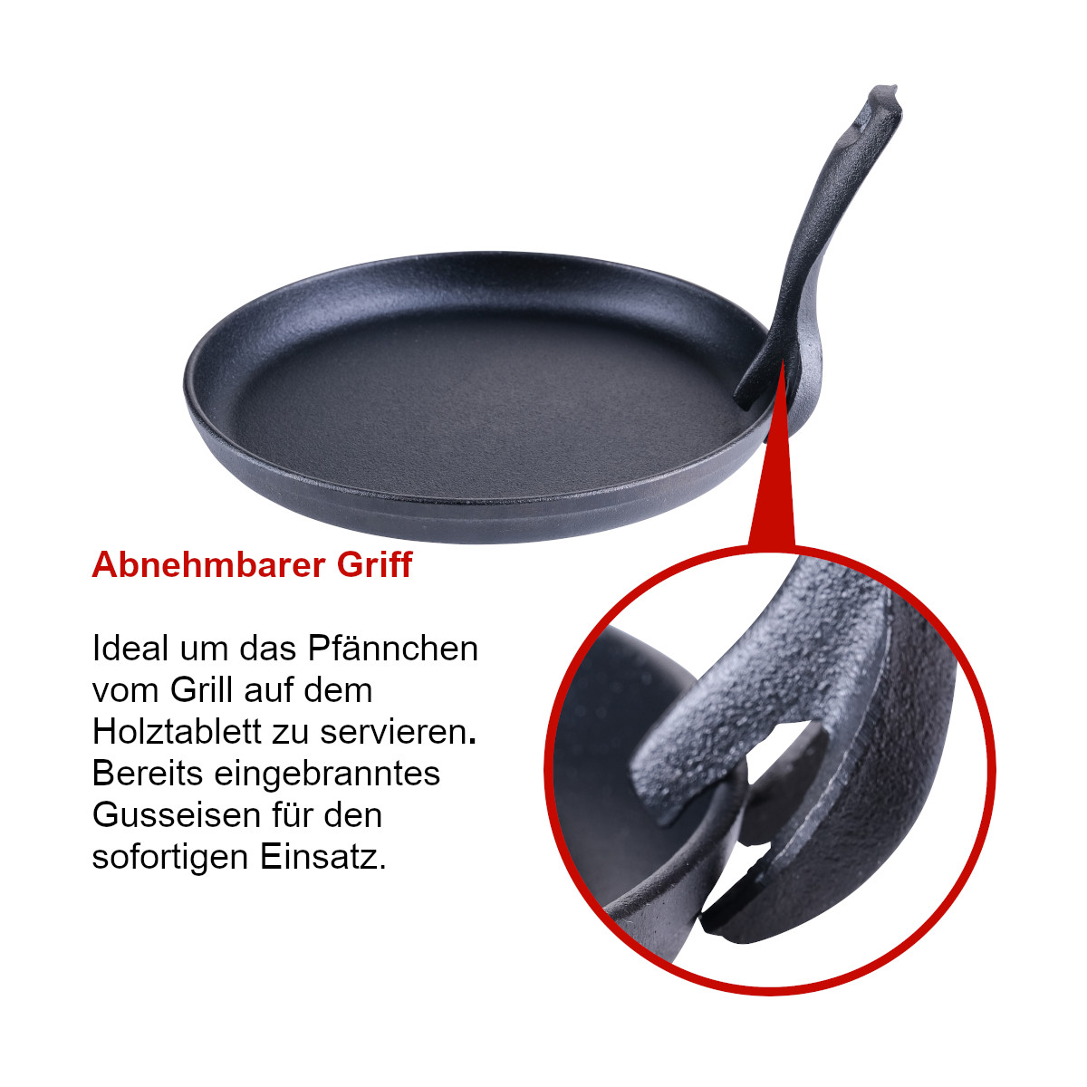 SANTOS Pfanne Gusseisen inkl. Tablett & Griff Ø 22cm SANTOS Pfanne Gusseisen inkl. Tablett & Griff Ø 22cm