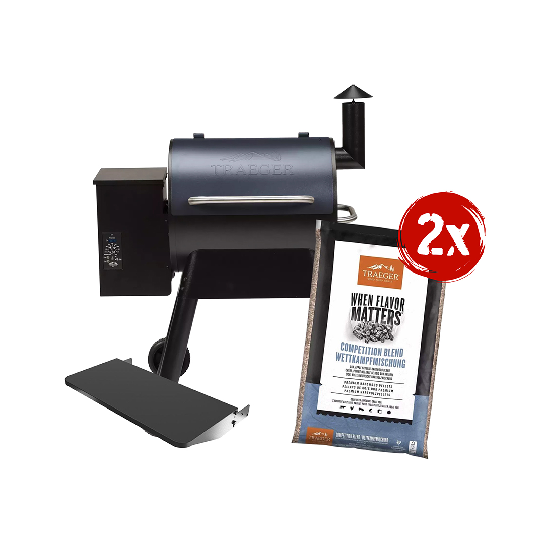 Traeger Pro D2 575 Pelletgrill | Blau | Bundle inkl. Frontablage & 2 x Pellets