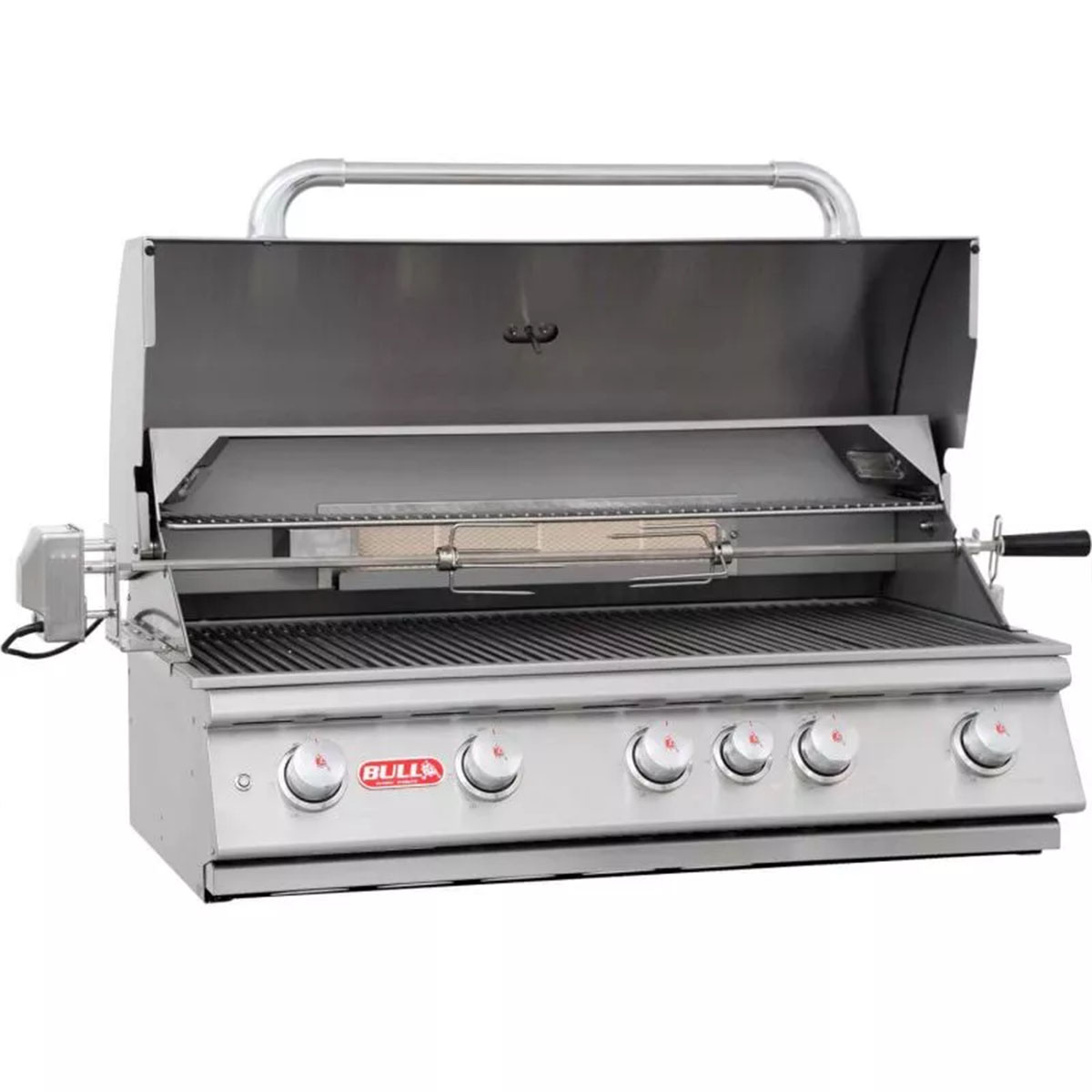 Bull Brahma Einbau Gasgrill mit geöffneter Haube