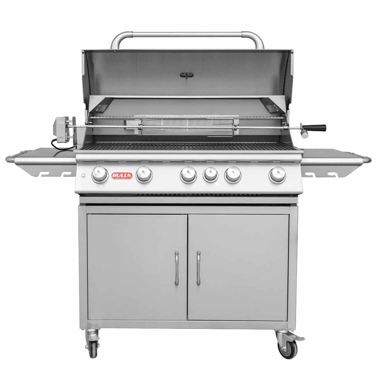 Bull Brahma Gasgrillstation mit geöffneter Grillhaube, Frontansicht