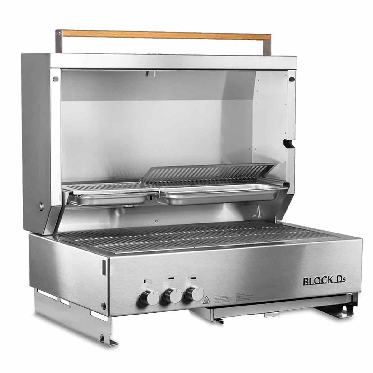  Flammkraft Block Ds Einbaugrill mit geöffneter Grillhaube