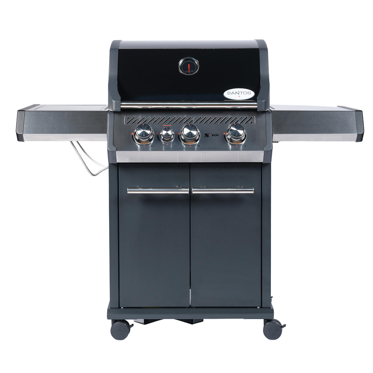 SANTOS Gasgrill S-301 mit Seitenkocher, Schwarz, Inkl. Rostheber SANTOS Gasgrill S-301 mit Seitenkocher, Schwarz, Inkl. Rostheber