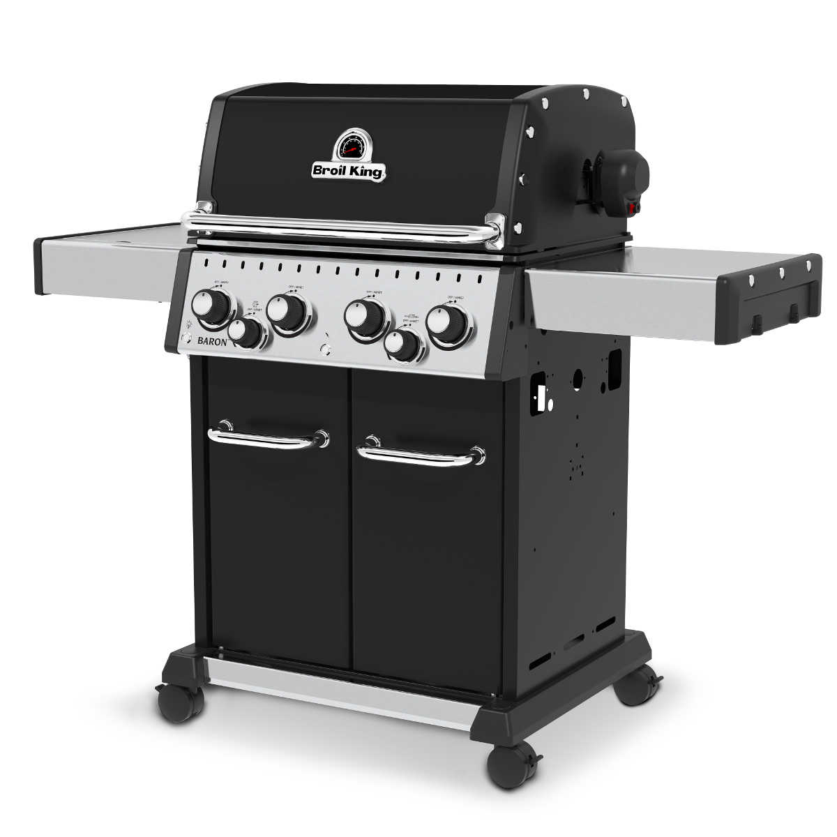 Broil King Baron 490 Komplettset inkl. Drehspieß | Einsatzpfanne | Abdeckhaube | Drehspießkorb