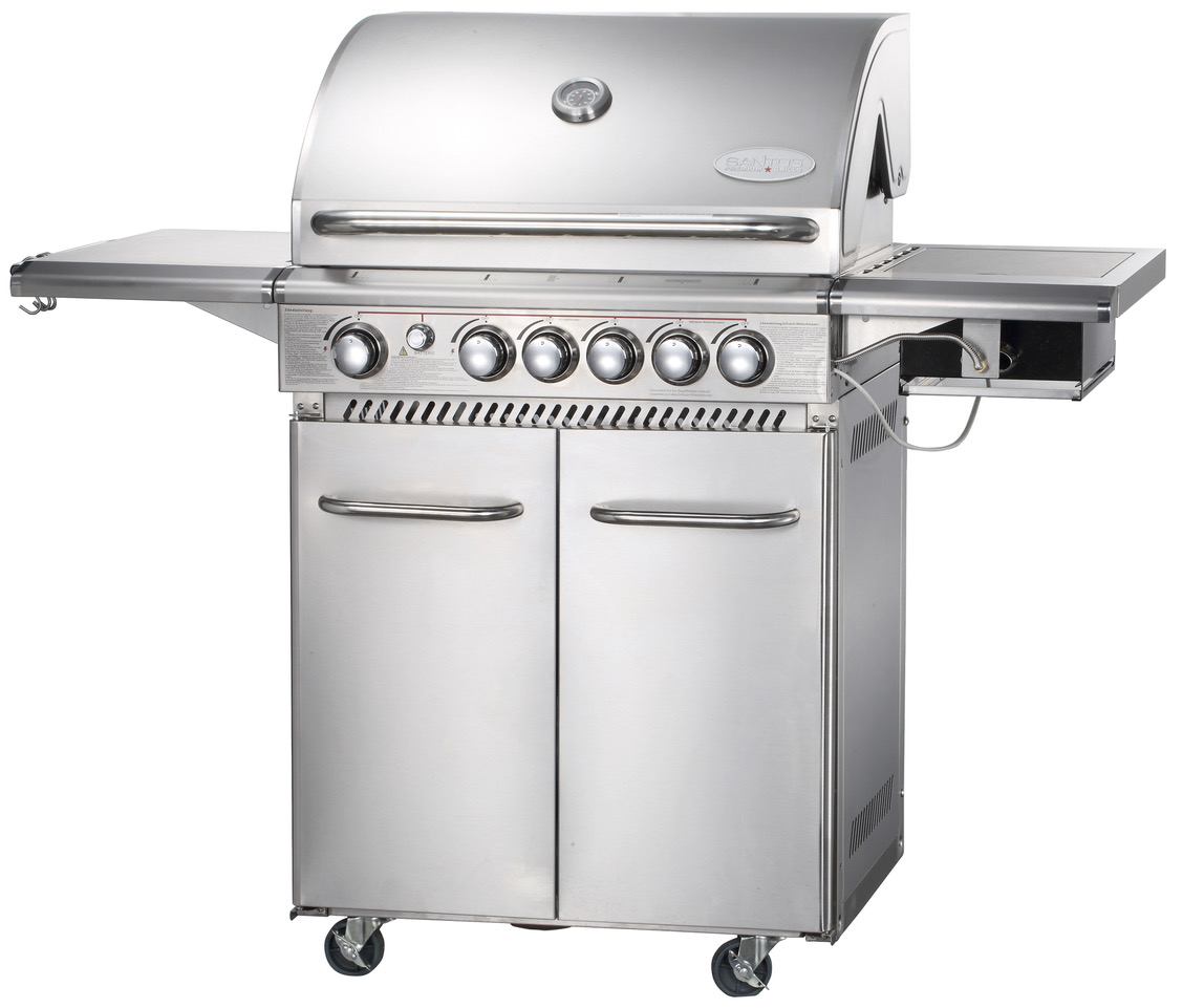 SANTOS Gasgrill E-418 , mit Seiten- & Heckbrenner, Edelstahl SANTOS Gasgrill E-418 , mit Seiten- & Heckbrenner, Edelstahl