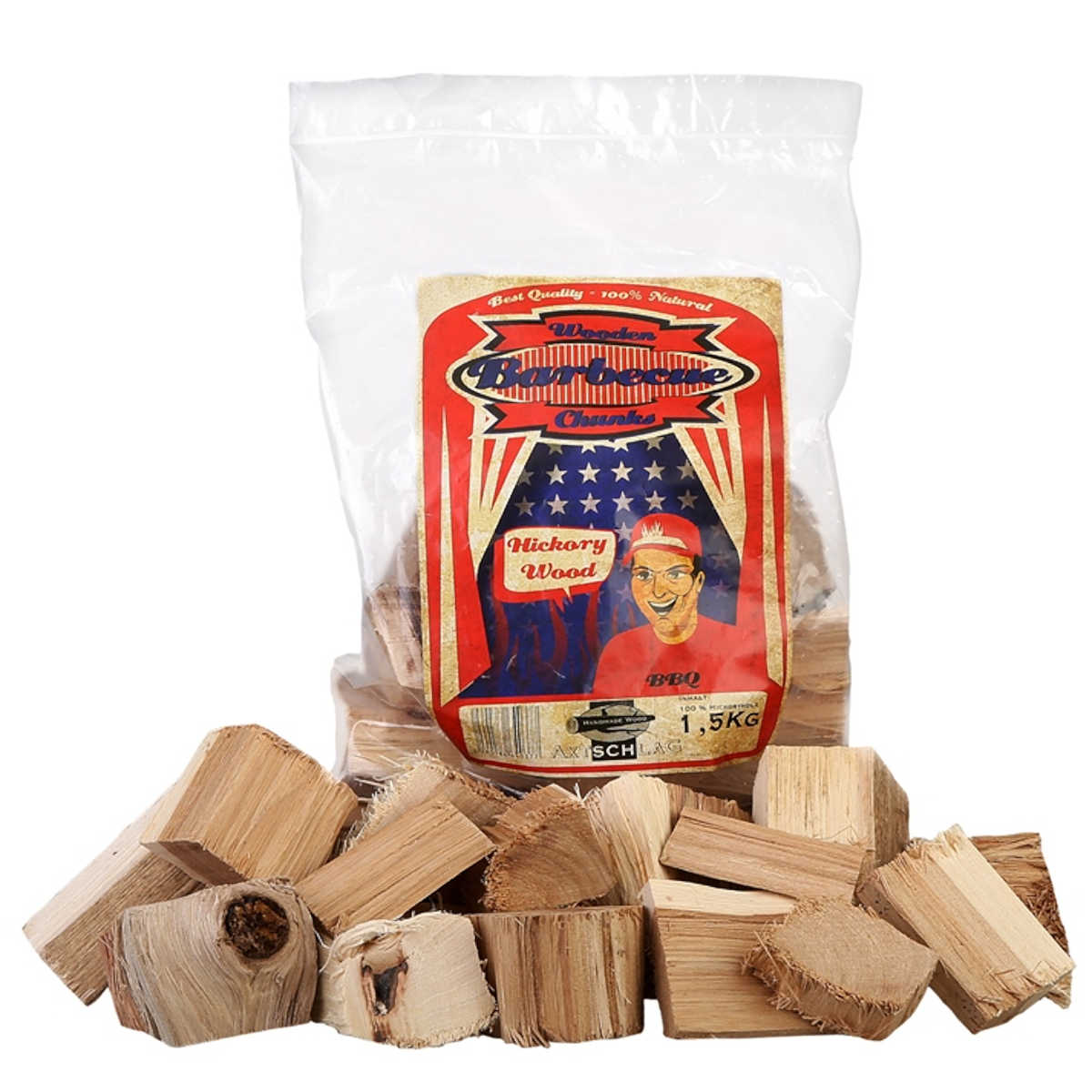 Axtschlag Wood Chunks Hickory, 1,5 kg Axtschlag Wood Chunks Hickory, 1,5 kg