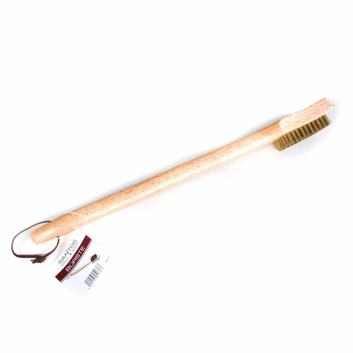 SANTOS Holz Grillbürste Messing mit Schaber, 45 cm SANTOS Holz Grillbürste Messing mit Schaber, 45 cm