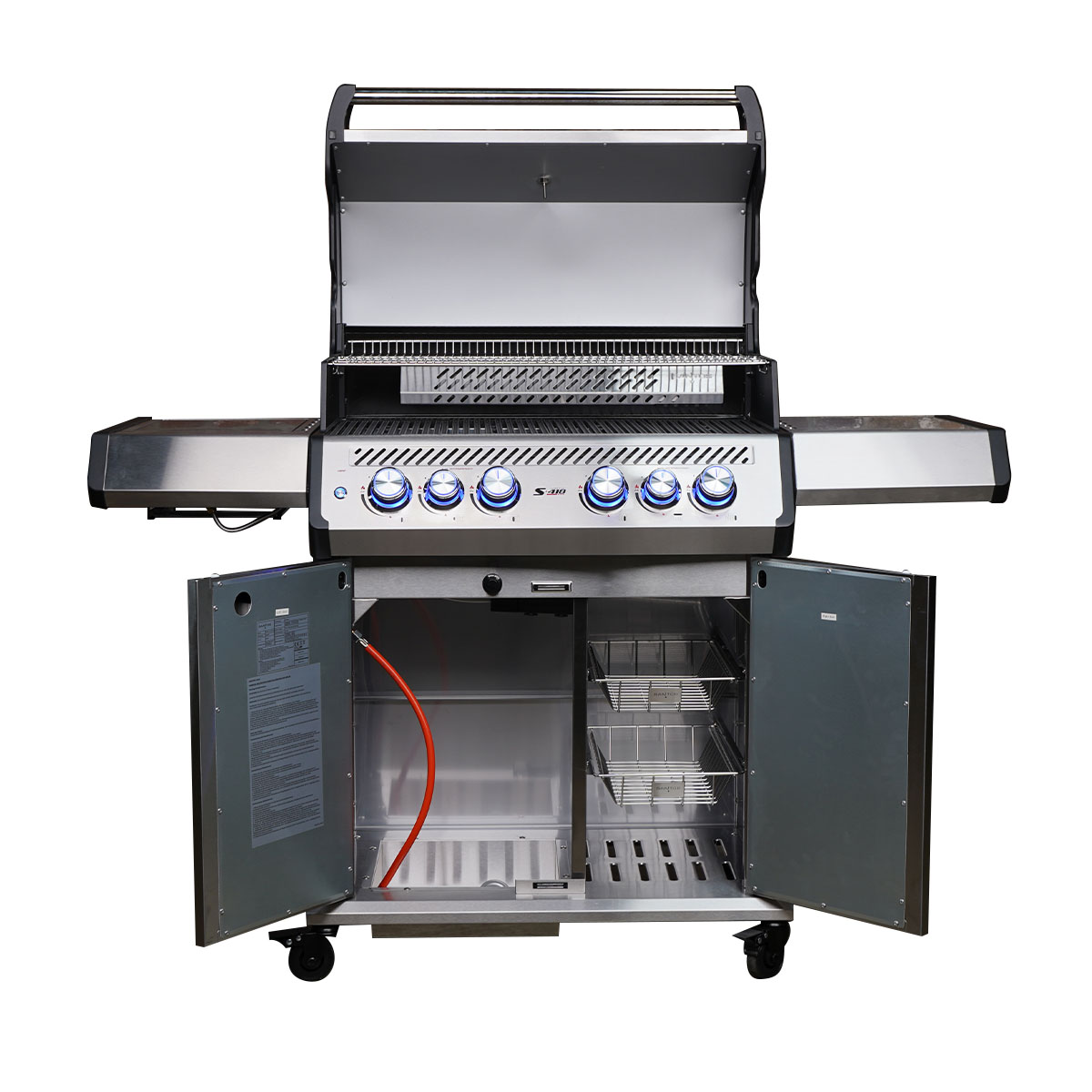 SANTOS S-418 Pro Edelstahl | Seiten- & Heckbrenner inkl. Abdeckhaube & Drehspieß | TST