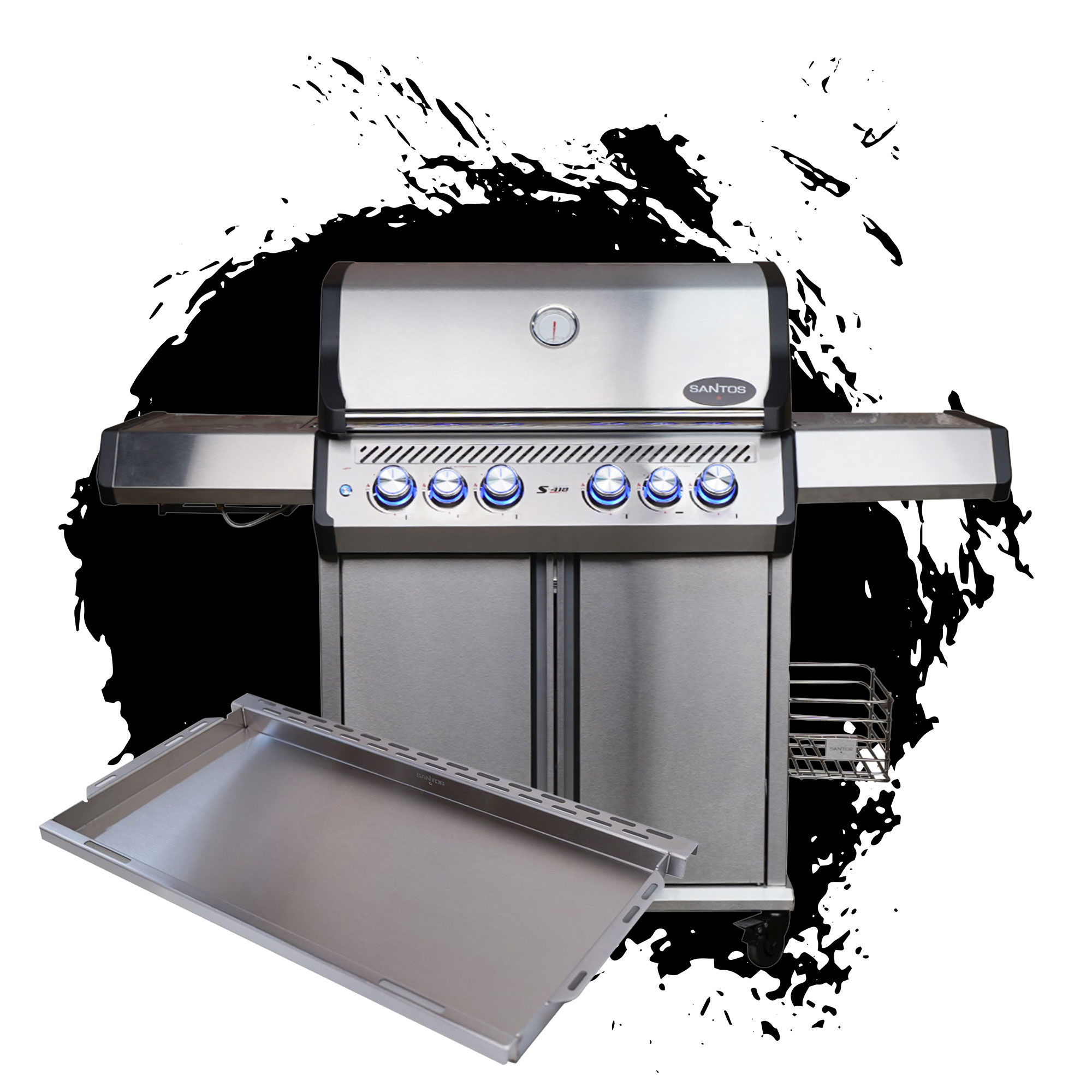 SANTOS S-418 Pro TST | Seiten- & Heckbrenner + SANTOS XXL Plancha SANTOS S-418 Pro TST | Seiten- & Heckbrenner + SANTOS XXL Plancha