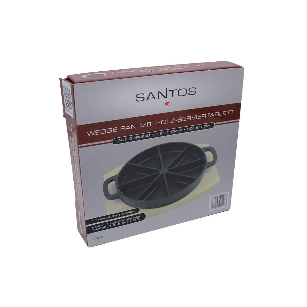 SANTOS Wedge Pan mit Holz-Serviertablett Ø 21,5 x 3 cm, Gusseisen, Paket SANTOS Wedge Pan mit Holz-Serviertablett Ø 21,5 x 3 cm, Gusseisen, Paket