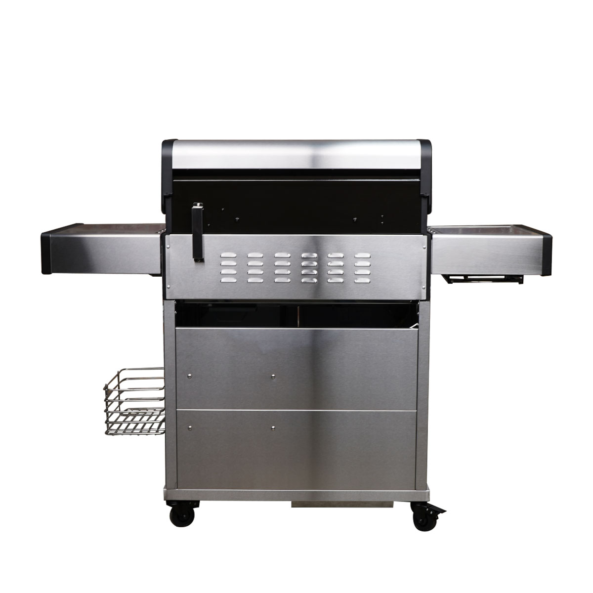 SANTOS S-418 Pro Edelstahl | Seiten- & Heckbrenner inkl. Abdeckhaube & Drehspieß | TST