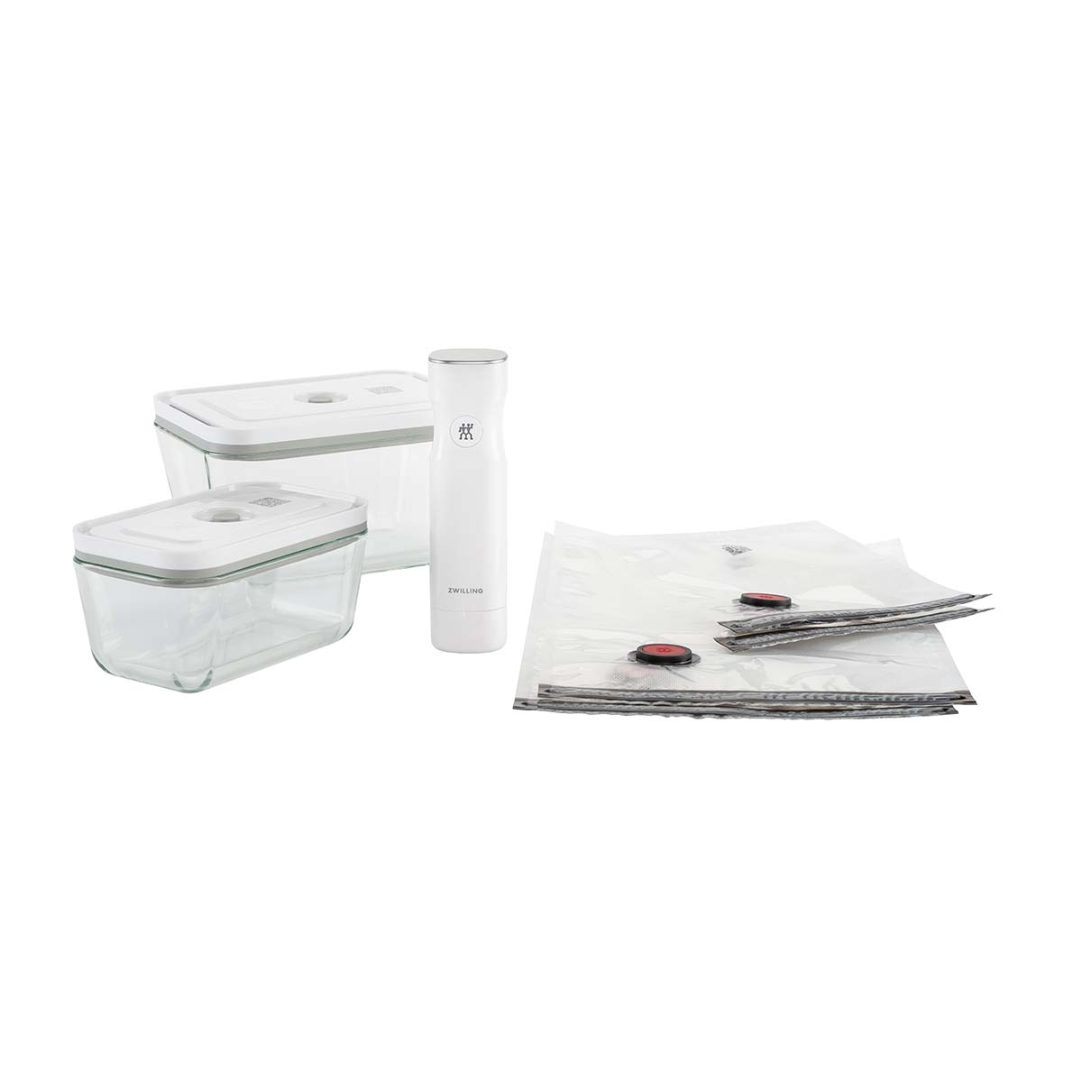 ZWILLING FRESH & SAVE Vakuum Starterset | Glas | M/L | 7-teilig | weiß
