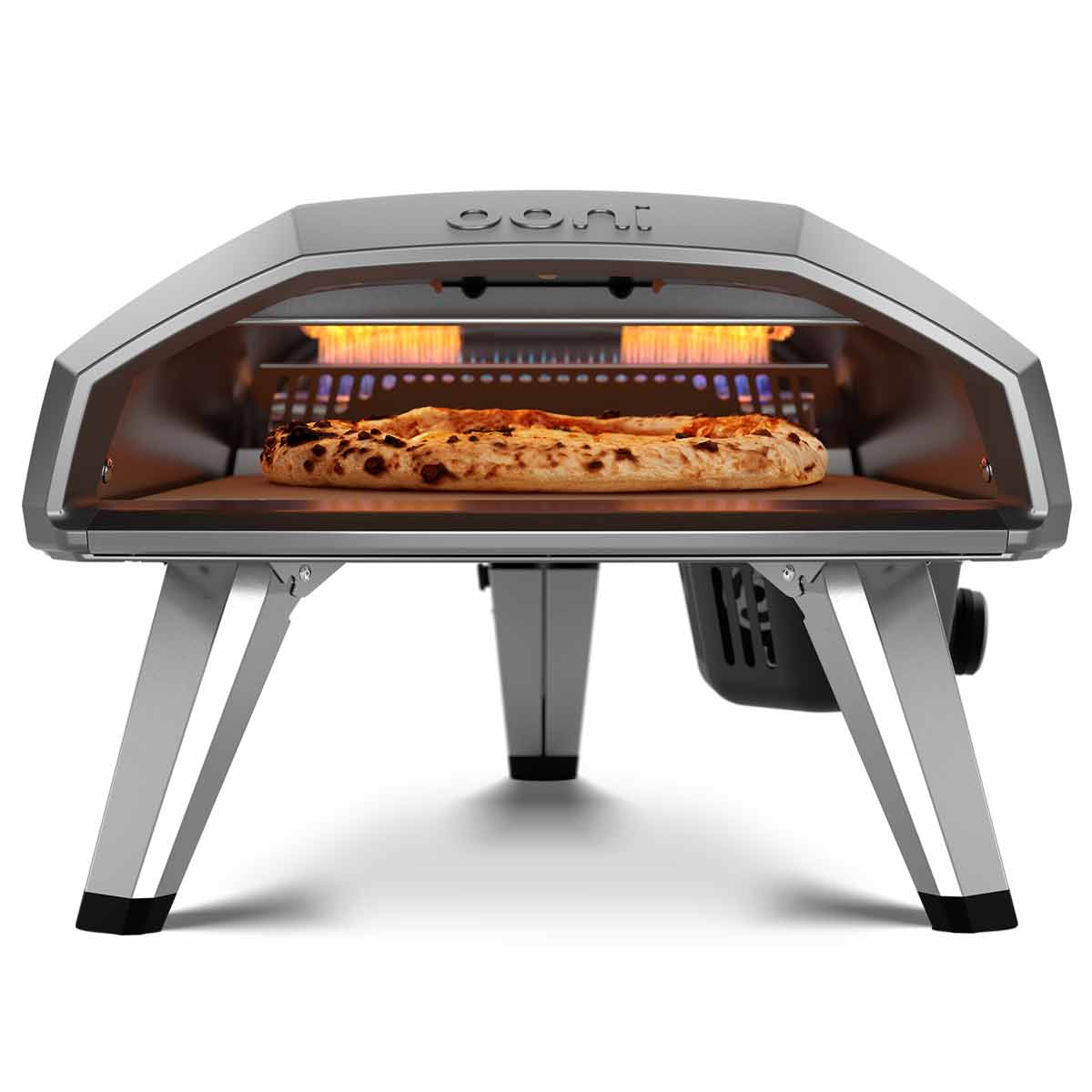 Ooni Koda 2 Gas Pizzaofen, Frontansicht waährend des Pizzabackens