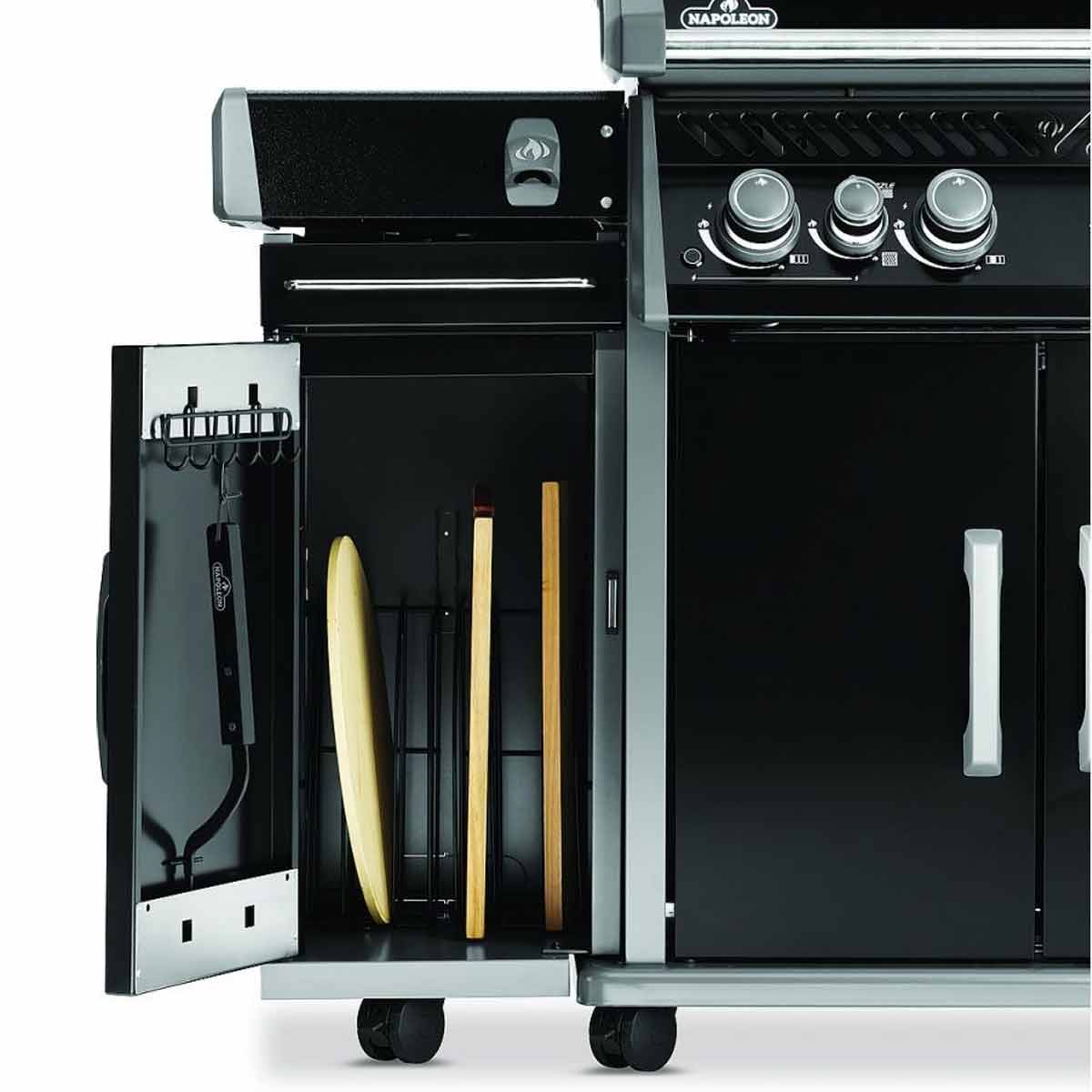 Napoleon Rogue Pro Seitenschrank, schwarz glänzend, Stauraum für Grillzubehör