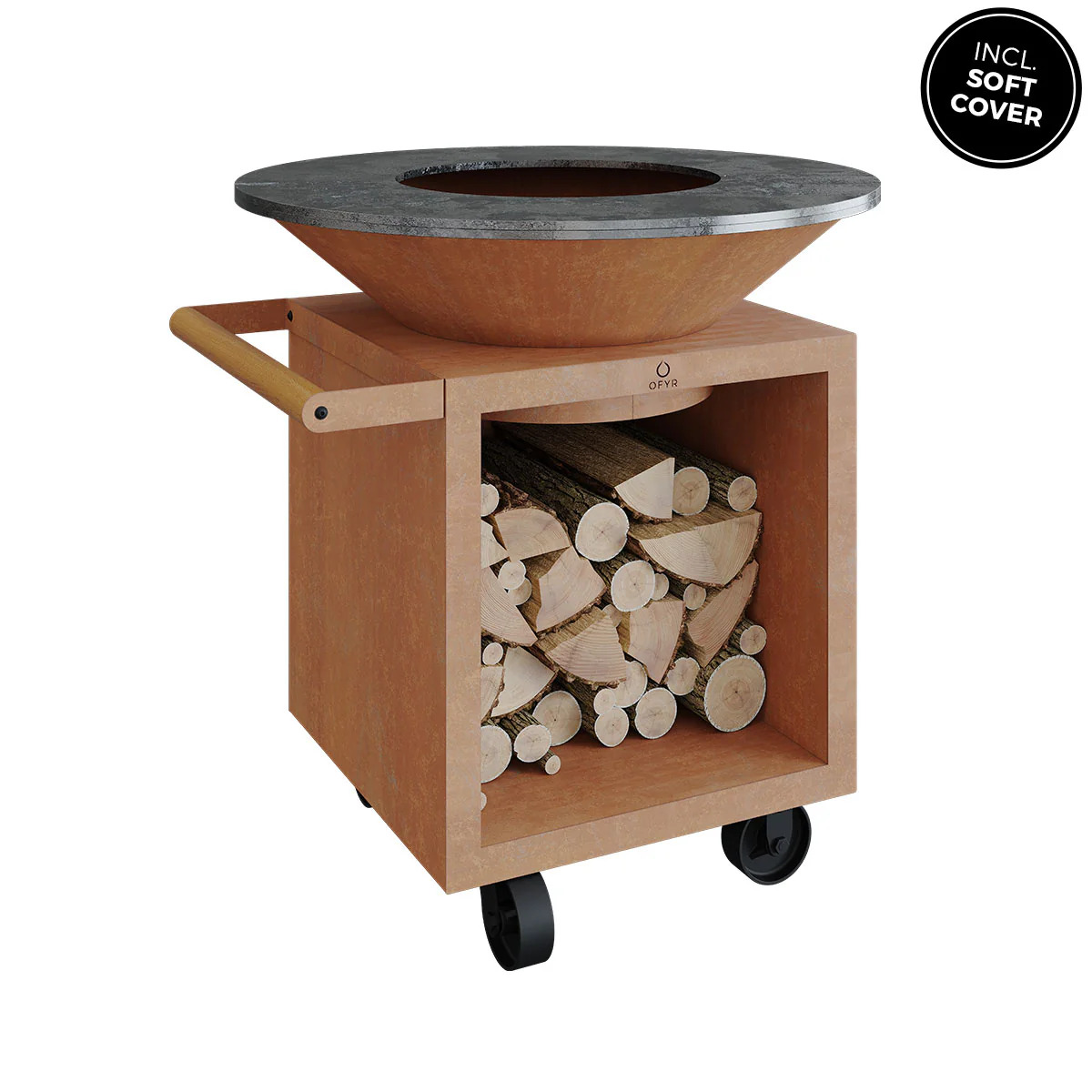 OFYR Classic+ Storage Corten 100 PRO mit integriertem Stauraum | Cortenstahl (rostbraun)