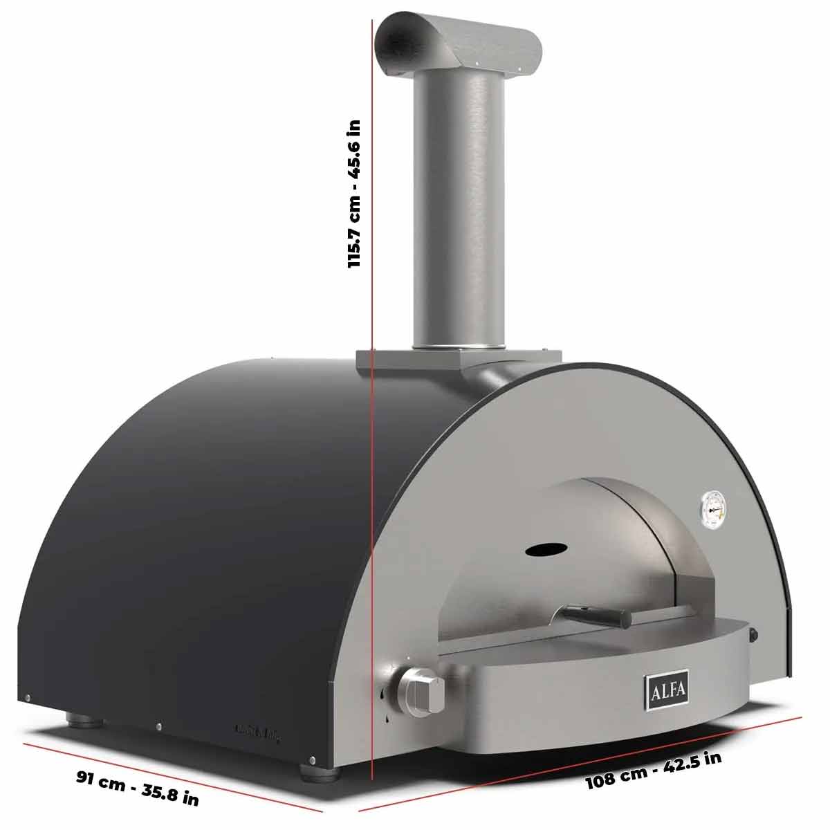 Alfa Forni Gas Pizzaofen Classico | 4 Pizze | Schiefergrau | Hybrid