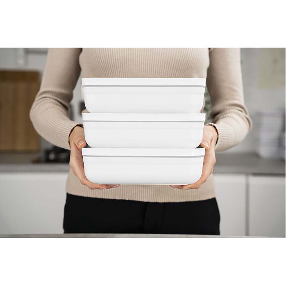 ZWILLING FRESH & SAVE Vakuum Lunchbox L | flach | Kunststoff | Weiß-grau