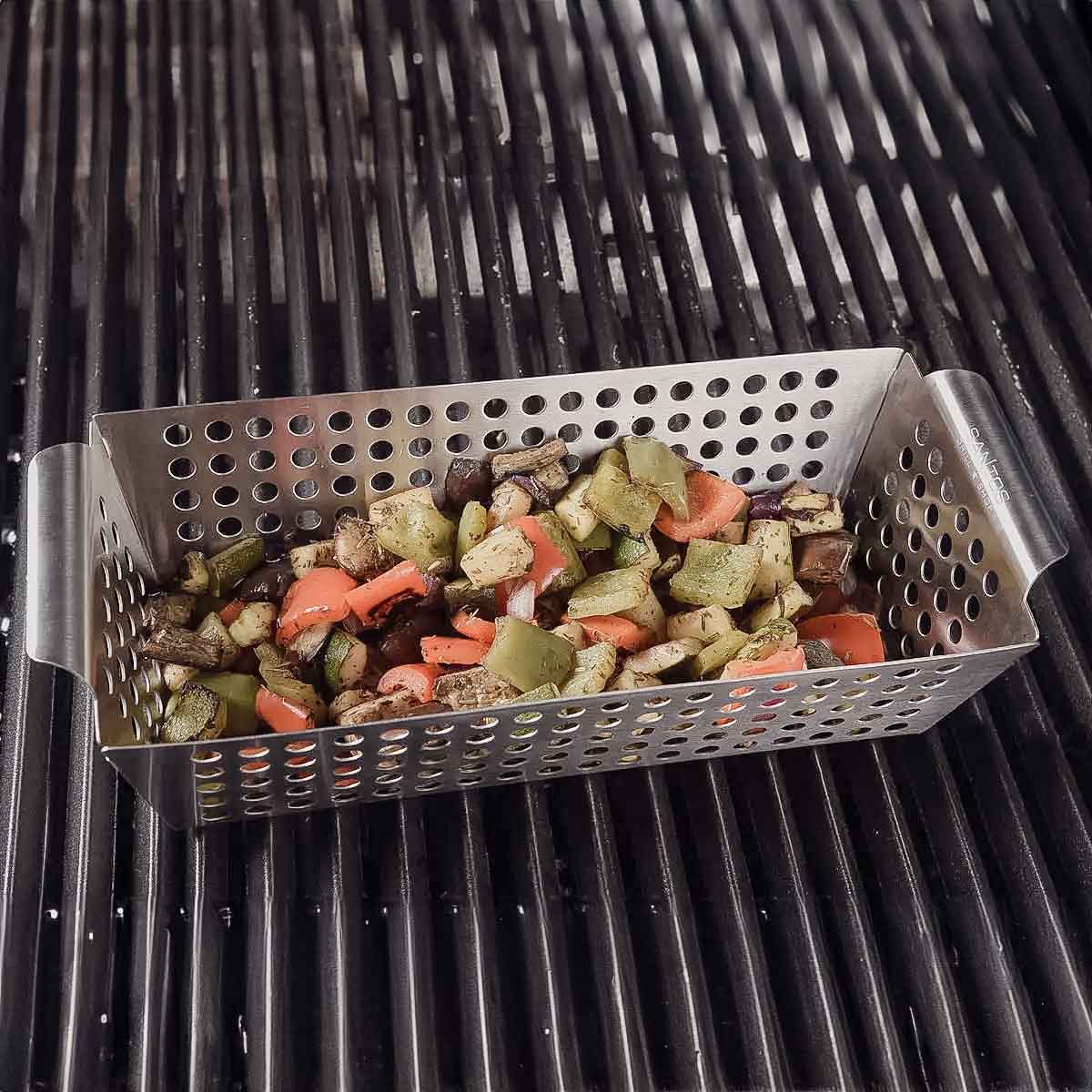 SANTOS Gemüsekorb S / Grillwok Edelstahl | 31,5 x 13,5 cm