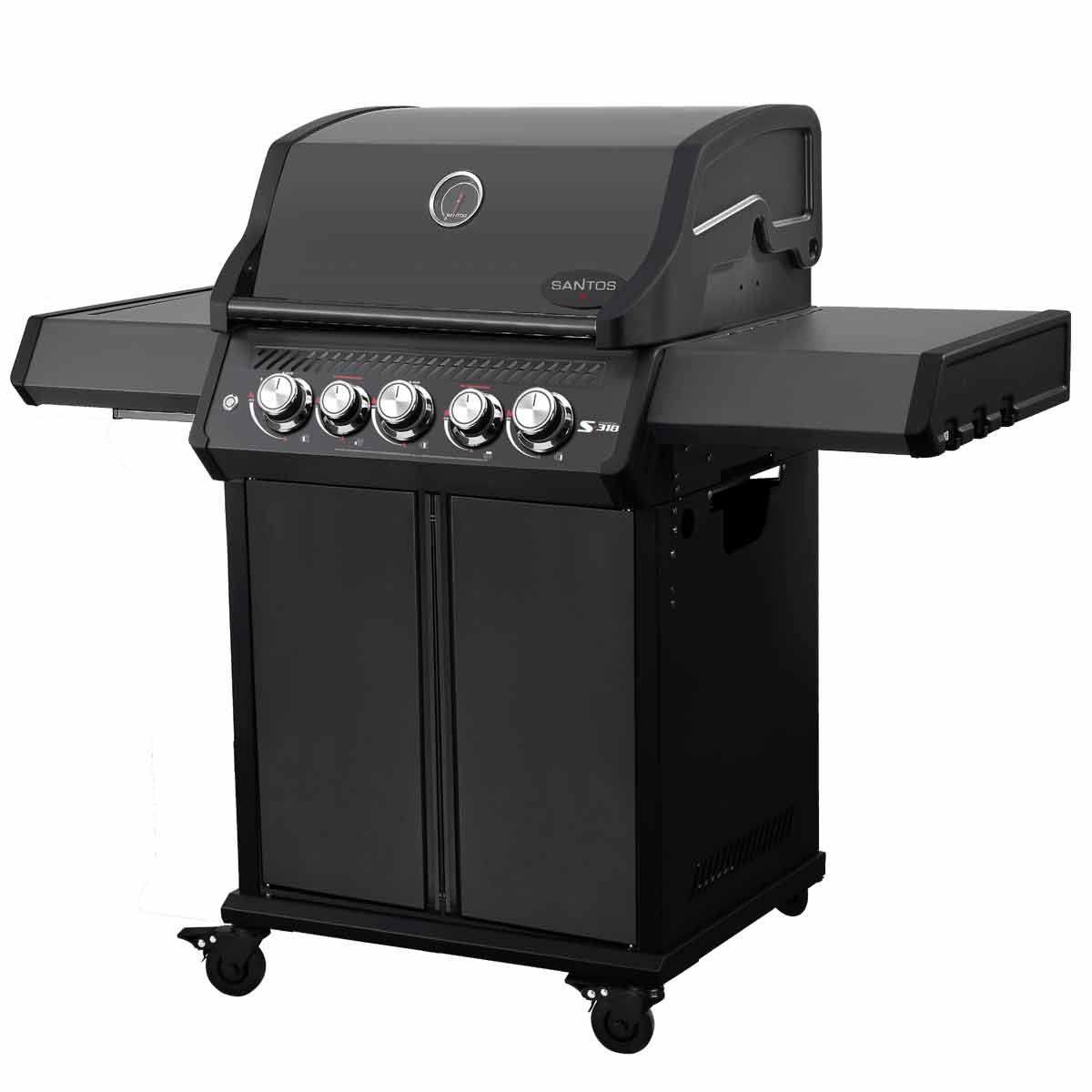 SANTOS S-318 Pro | Seiten- & Heckbrenner | All Black Matt | Ready2Grill Bundle