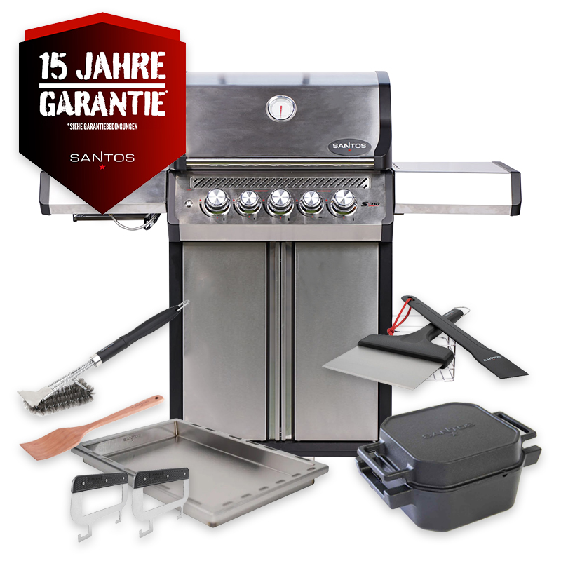 SANTOS S-318 Pro | Seiten- & Heckbrenner | Edelstahl | Ready2Grill Bundle