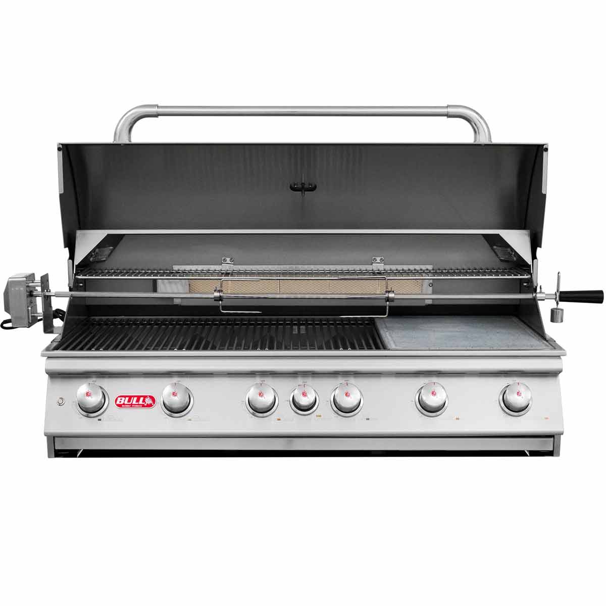 Bull Lavastein Plancha & Pizzastein, eingesetzt im Bull Diablo Gasgrill Bull Lavastein Plancha & Pizzastein, eingesetzt im Bull Diablo Gasgrill