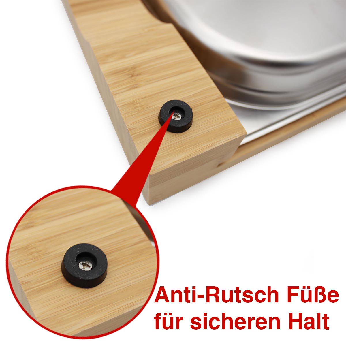SANTOS Schneidebrett Bambus mit Edelstahl-Auffangschale