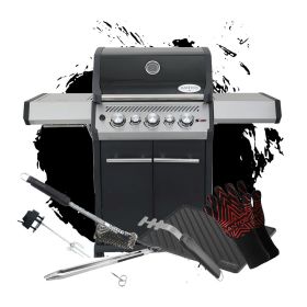 SANTOS Gasgrill S-318 | Seiten- & Heckbrenner | Black inkl. Zubeh&ouml;r | Firmenbundle