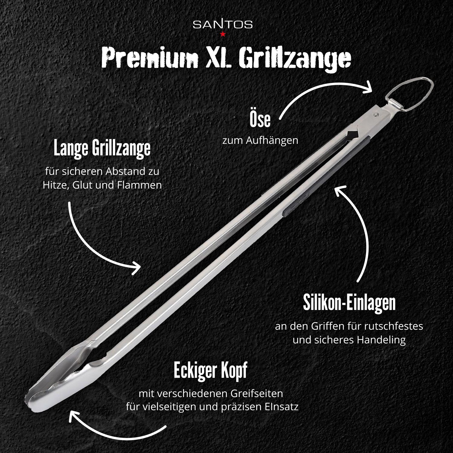 Linnuo Edelstahl Grillzange Pinza per Barbecue, Acciaio Inox, XL