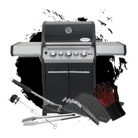 SANTOS Gasgrill S-318 | Seiten- & Heckbrenner | Black inkl. Zubehör | Firmenbundle