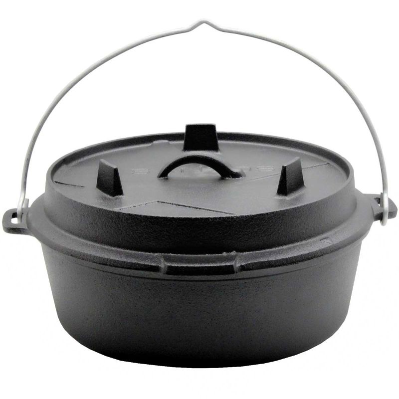 SANTOS Dutch Oven mit Deckel Schmortopf für Außenküche 5,7 L/6 Qt