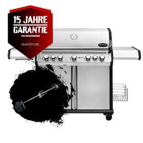 SANTOS S-518 Pro Edelstahl | Seiten- & Heckbrenner | inkl. Drehspieß 