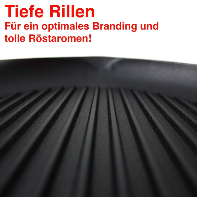 Baumalu Grillpfanne Gusseisen - Rechteckige Bratpfanne 33,5x19,5cm Für Alle Herdarten